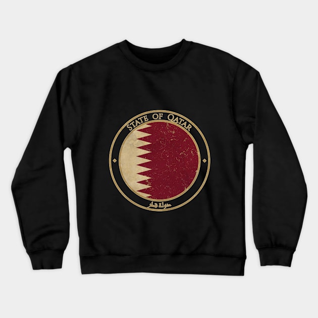 Vintage State of Qatar Asia Asian Flag Crewneck Sweatshirt by DragonXX